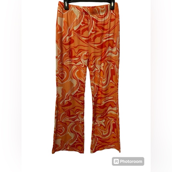 Orange Retro Y2K Flare Pants Large XL - Picture 2 of 4